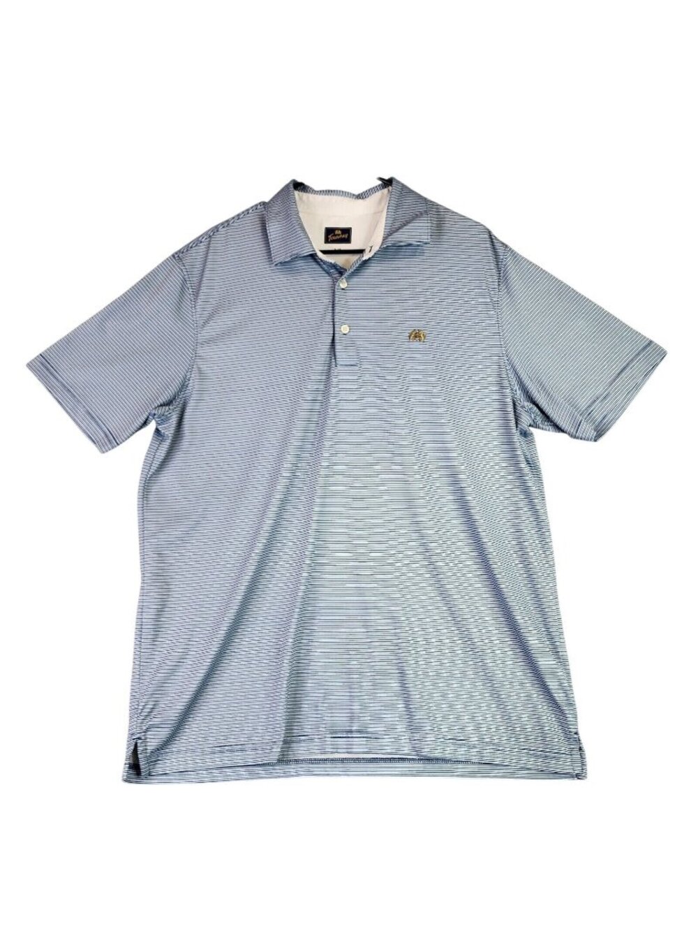 Mens Tourney Blue & White Striped Polo Shirt Short Sleeve Polyester Size XL